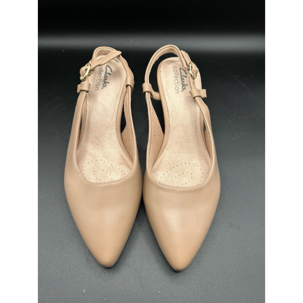 Woman's Dress Shoes Clarks Kepley Warm Beige Lane Sling back Pump Size 7